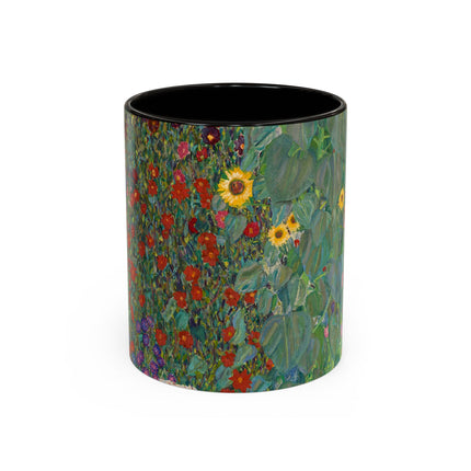 Farm Garden with Sunflowers by Gustav Klimt Colorful Mugs (11oz, 15oz)