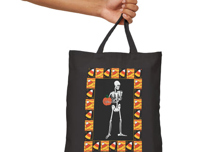 Candy Corn Skeleton Cotton Canvas Tote Bag