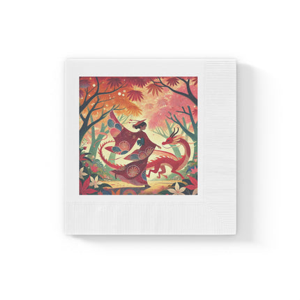 The Dragon Fairy’s Dance White Coined Napkins