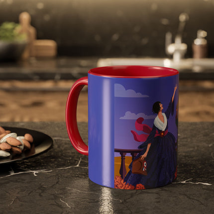 The Dawn Serenade Colorful Mug (11oz, 15oz) – Rooster Beauty, Morning Charm & Art Deco Elegance