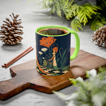 🌼🧡 The Midnight Floral Masquerade Colorful Mug – Art Deco Fashion Fantasy