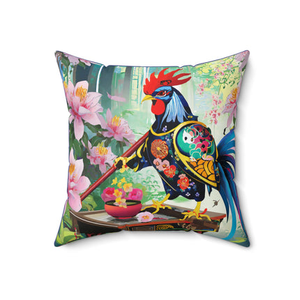 Cyberpunk Rooster Spun Polyester Square Pillow
