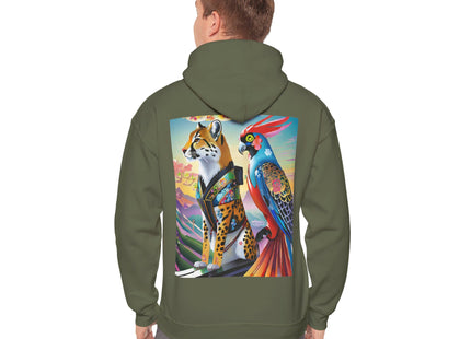 Cheetah and Parrot Cybernetic Duet – Heavy Blend™ Hooded Sweatshirt
