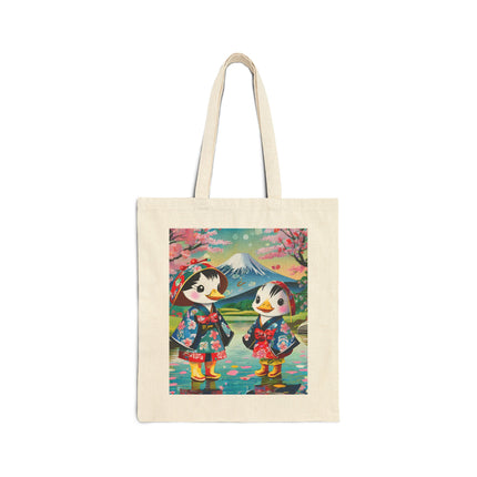 Rainy Day Ducks Cotton Canvas Tote Bag