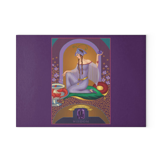 February & Amethyst Zodiac Glass Cutting Board