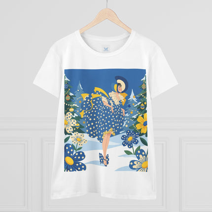 ❄️💙 The Bluebell Christmas Promenade Cotton Tee – Art Deco Holiday Elegance