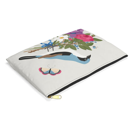 Bluebird & Butterfly Accessory Pouch – Elegant Charm & Springtime Grace