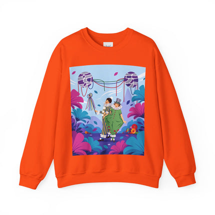 🎭🌸 The Garden Masquerade Crewneck Sweatshirt – Art Deco Floral Whimsy