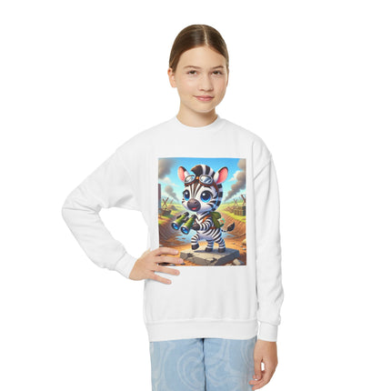 Zebra Lookout Youth Crewneck Sweatshirt – Adventure, Curiosity & Explorer Spirit