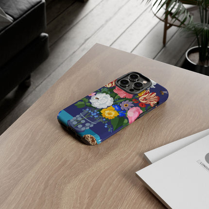 Midnight Floral Bouquet Phone Case – Vibrant Blooms & Enchanted Garden