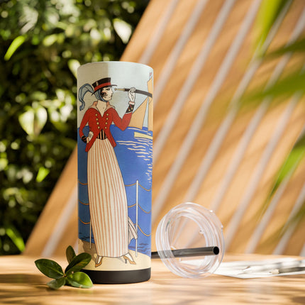 Costume de Yacht by George Barbier Skinny Tumbler with Straw, 20oz