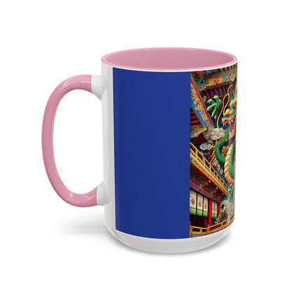 Tibetan Dragon Over Kabuki Duel Colorful Mugs (11oz, 15oz)
