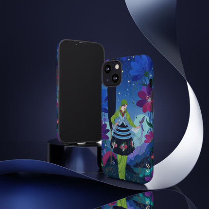🌸🐦 The Lady Of The Midnight Bird Garden Phone Case – Art Deco Floral Fantasy