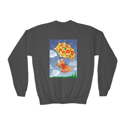 Flight of Blossoms Youth Crewneck Sweatshirt – Freedom, Imagination & Joyful Flight