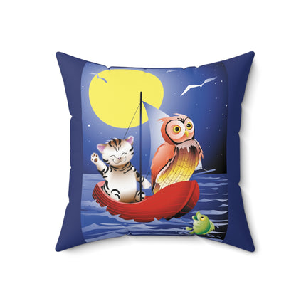 Embarking on a Moonlit Journey Spun Polyester Square Pillow