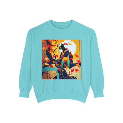 Black Cat in Kimono Unisex Garment-Dyed Sweatshirt
