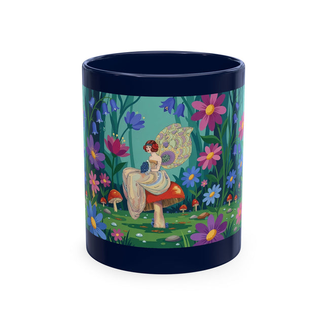 🧚🍄 The Lady Of The Enchanted Mushroom Garden Ceramic Mug – Art Deco Fairy Garden Whimsy