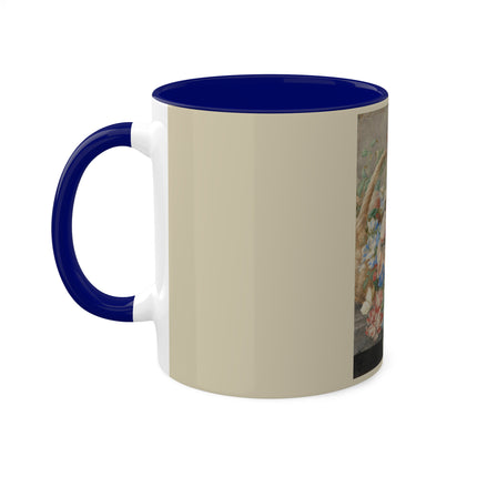 A Basket with Flowers by Herman Henstenburgh Colorful Mugs, 11oz