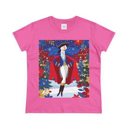 🎄🎭 The Christmas Masquerade Lady Cotton Tee – Art Deco Holiday Glamour