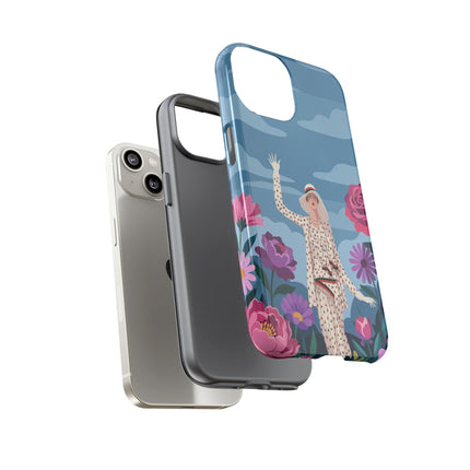 🌺👒 The Grand Flower Promenade Phone Case – Art Deco Fashion Illustration
