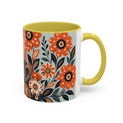 🧳🌼 The Grand Floral Voyage Colorful Mug – Art Deco Travel Elegance