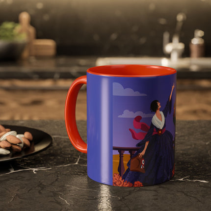 The Dawn Serenade Colorful Mug (11oz, 15oz) – Rooster Beauty, Morning Charm & Art Deco Elegance