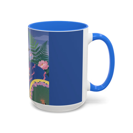 The Lady Of The Garden Stroll Colorful Mugs – Art Deco Botanical Elegance