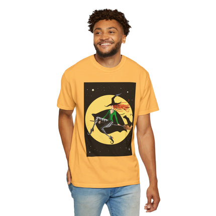 A Witch’s Moonlit Flight Unisex Garment-Dyed T-shirt