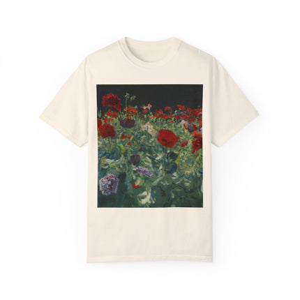 Poppies (A Study of Poppies for Carnation, Lily, Lily, Rose) by John Singer Sargent Unisex Garment-Dyed T-shirt