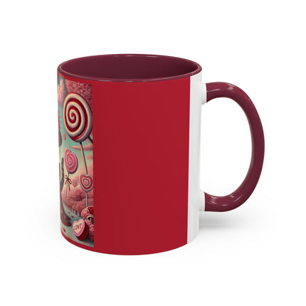 Whimsical Geisha Kitten in a Valentine Garden Colorful Mugs (11oz, 15oz)