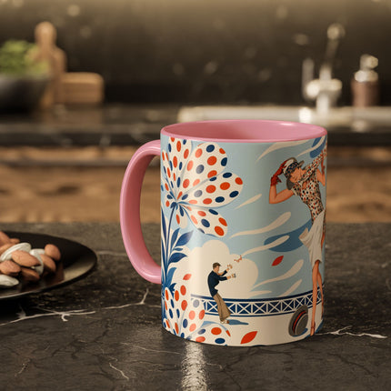 🌼🧡 The Polka Dot Wind Dancer Colorful Mug – Art Deco Fashion Whimsy