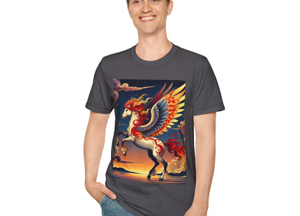 Flame-Winged Horse at Sunset Unisex Softstyle T-Shirt
