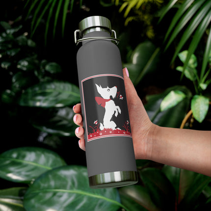 The Enchanting White Terrier with a Red Bow Copper Vacuum Insulated Bottle, 22 oz