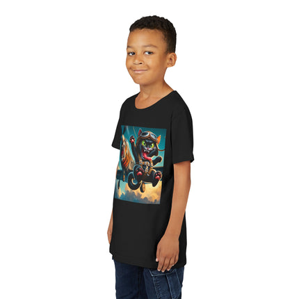 Parachuting Cat Commando Youth Short Sleeve Tee