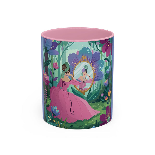 The Lady Of The Enchanted Mirror Colorful Mugs – Art Deco Botanical Elegance
