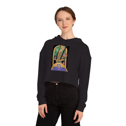 October & Opal, Tourmaline (from the Gem Series) by Sofia Chiostri Women’s Cropped Hooded Sweatshirt