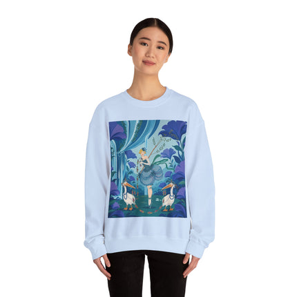 🪶🌺 The Pelican Garden Dance Crewneck Sweatshirt – Art Deco Botanical Whimsy