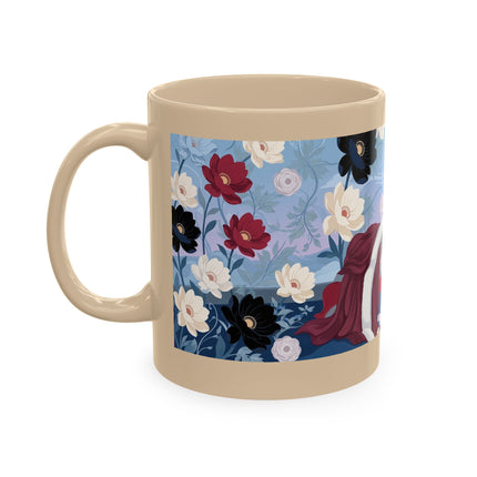 💌🌺 The Lady Of The Scattered Love Letters Ceramic Mug – Art Deco Romantic Elegance