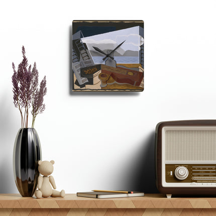 Open Window by Juan Gris Acrylic Wall Clock, Round and Square