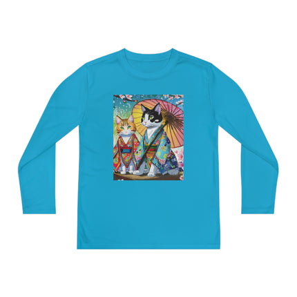 Kimono Kitties Youth Long Sleeve Competitor Tee – Anime Charm & Whimsical Elegance
