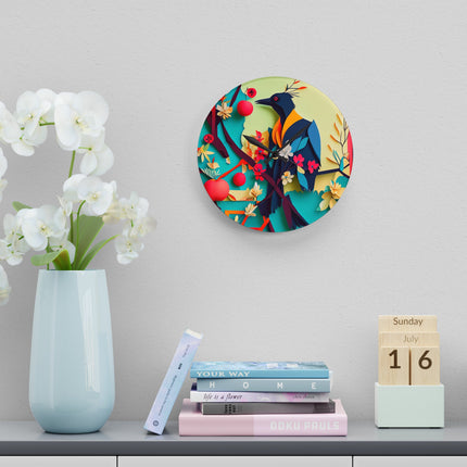 Curious Crow Acrylic Wall Clock, Round and Square