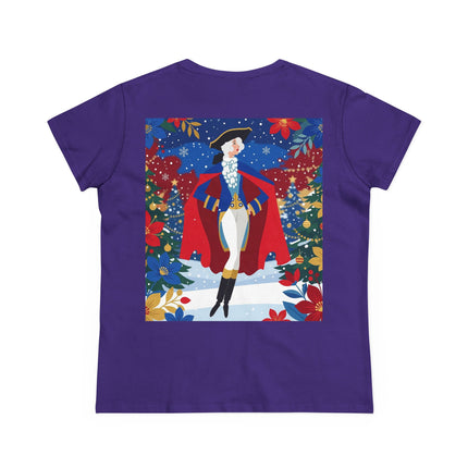 🎄🎭 The Christmas Masquerade Lady Cotton Tee – Art Deco Holiday Glamour