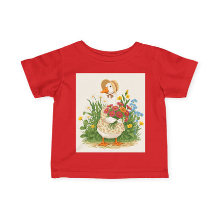🪿🌸 The Little Flower Garden Goose Infant Fine Jersey Tee – Whimsical Woodland Charm