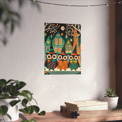 Night of the Trick-or-Treating Owlets Fine Art Posters