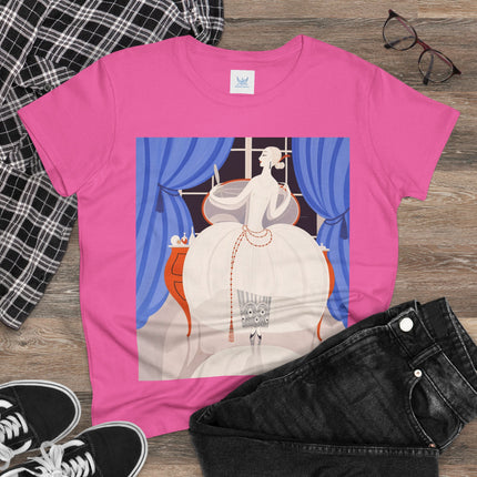 🦢💎 The Ivory Midnight Muse Cotton Tee – Art Deco Fashion Elegance