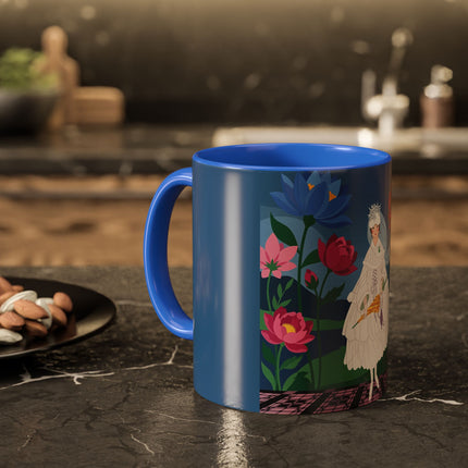 The Lady Of The Golden Parasol Colorful Mugs – Art Deco Botanical Elegance