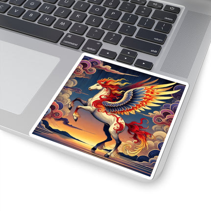 Flame-Winged Horse at Sunset Kiss-Cut Stickers (4 Sizes)
