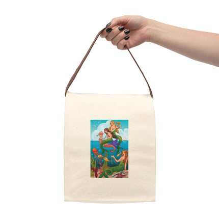 Three Mermaids with Strings of Pearls by Carlo Chiostri Canvas Lunch Bag With Strap