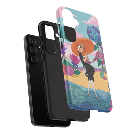 🌊☂️ The Lady Of The Flowered Seashore Phone Case – Art Deco Seaside Fashion