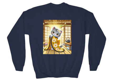 Playful Kitten in the Tea Room Youth Crewneck Sweatshirt